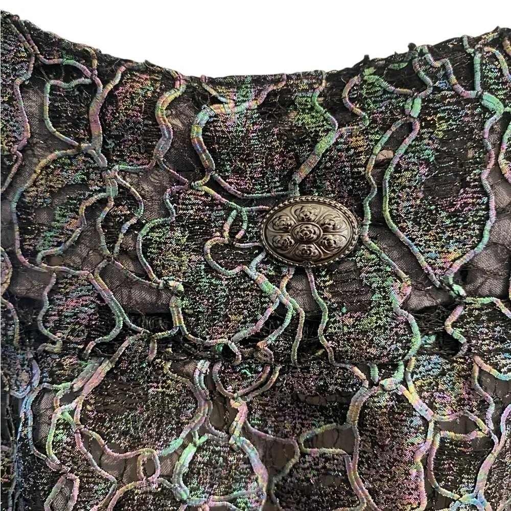 CHANEL Black Iridescent Lace Tank Top
